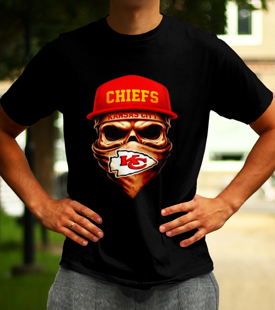 Kansas City Chiefs Skull Bandana KC T-Shirt