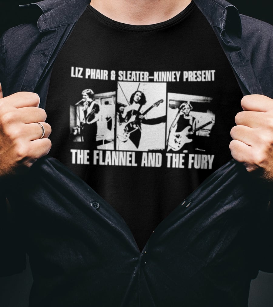 Liz Phair & Sleater Kinney Present The Flannel And The Fury Two Sided Music Collaboration T-Shirt