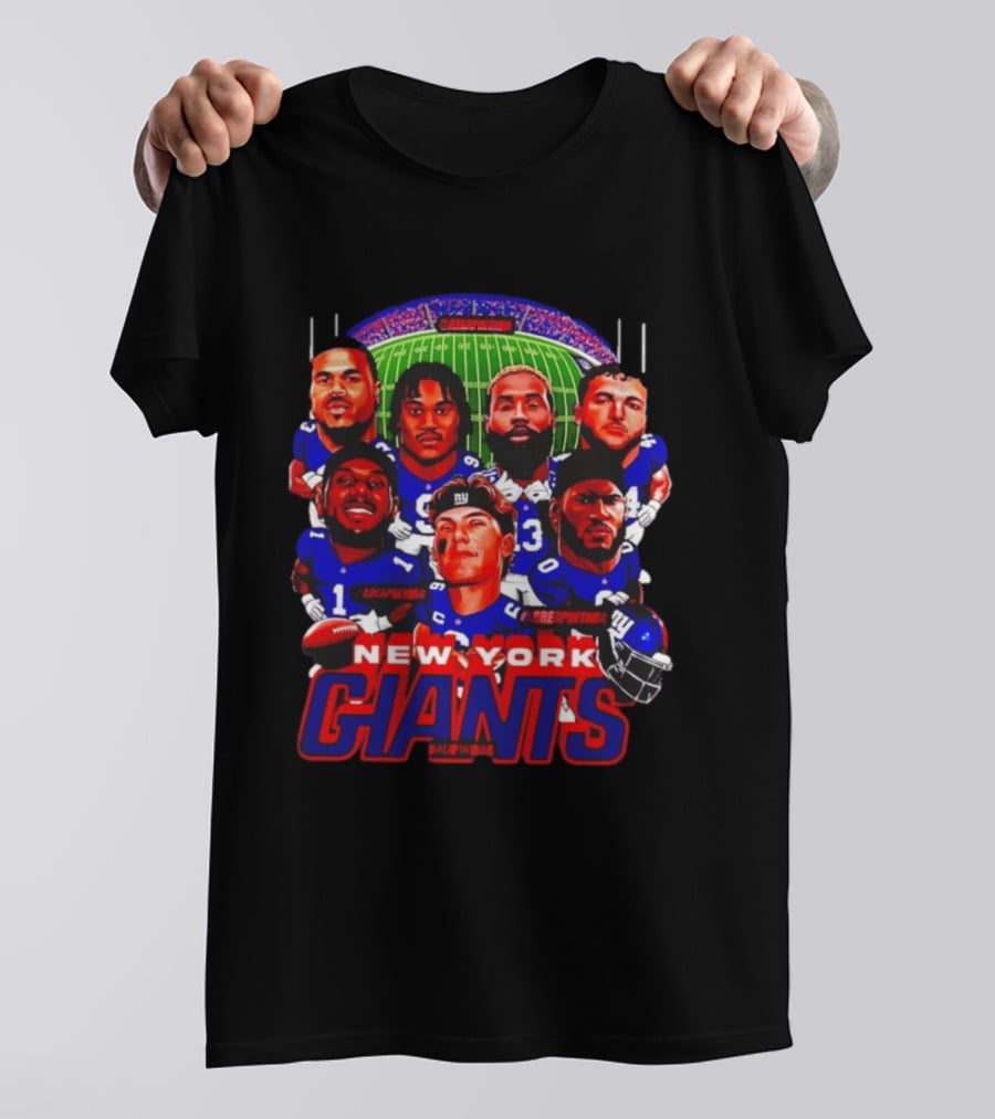 New York Giants Football Players Caricature Stadium T-Shirt