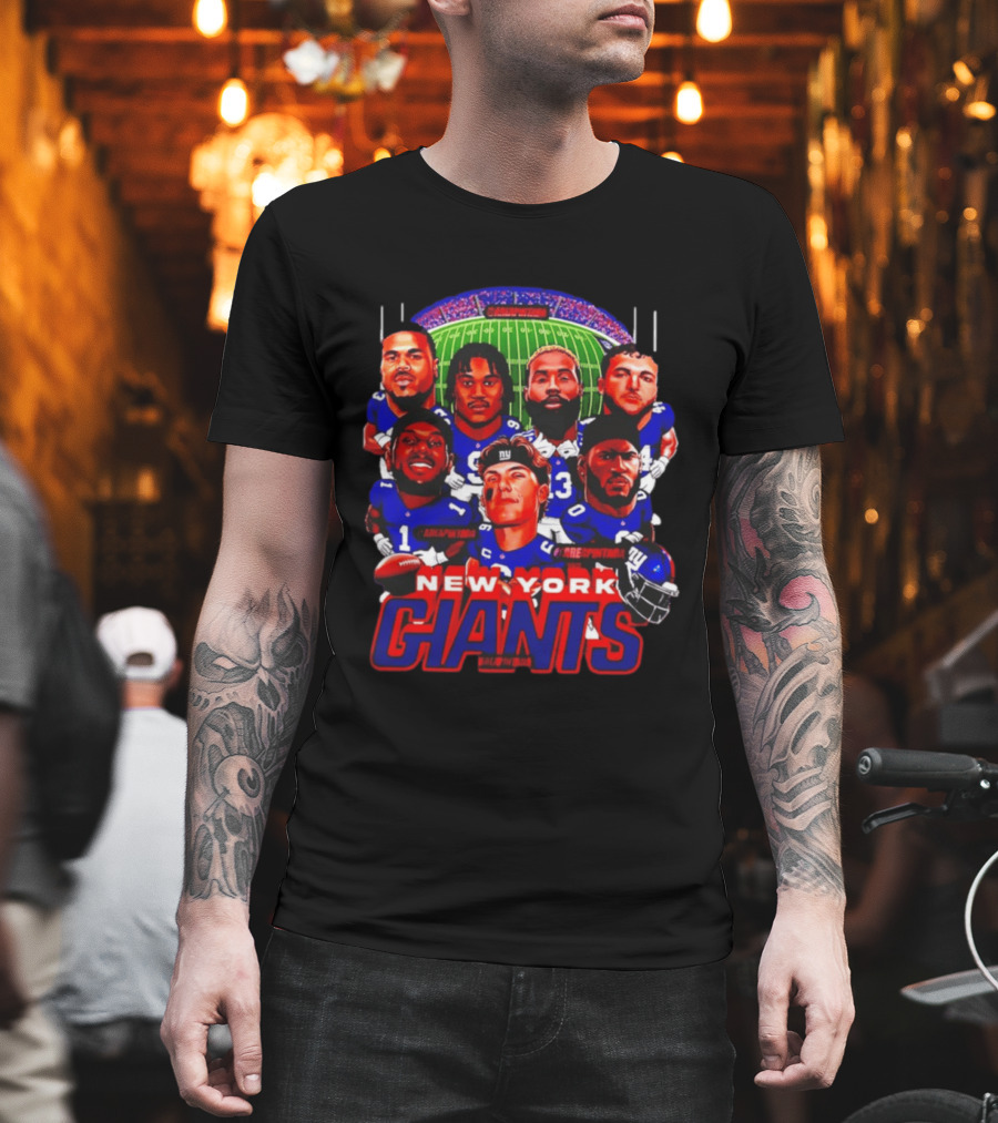 New York Giants Football Players Caricature Stadium T-Shirt