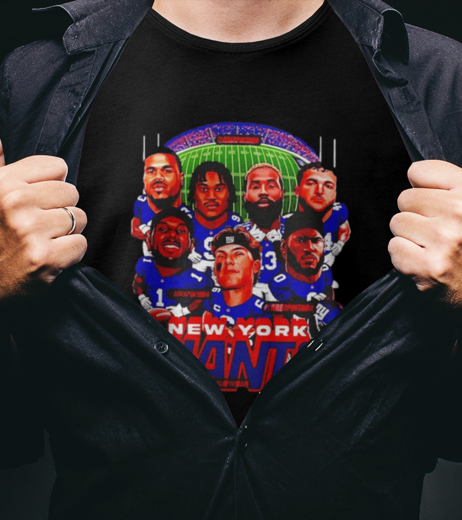 New York Giants Football Players Caricature Stadium T-Shirt
