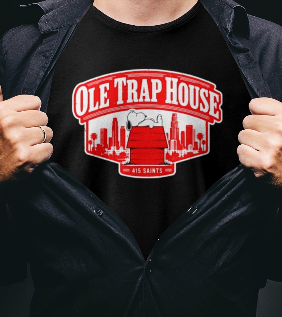 Ole Trap House Snoopy 415 Saints Skyline T-Shirt