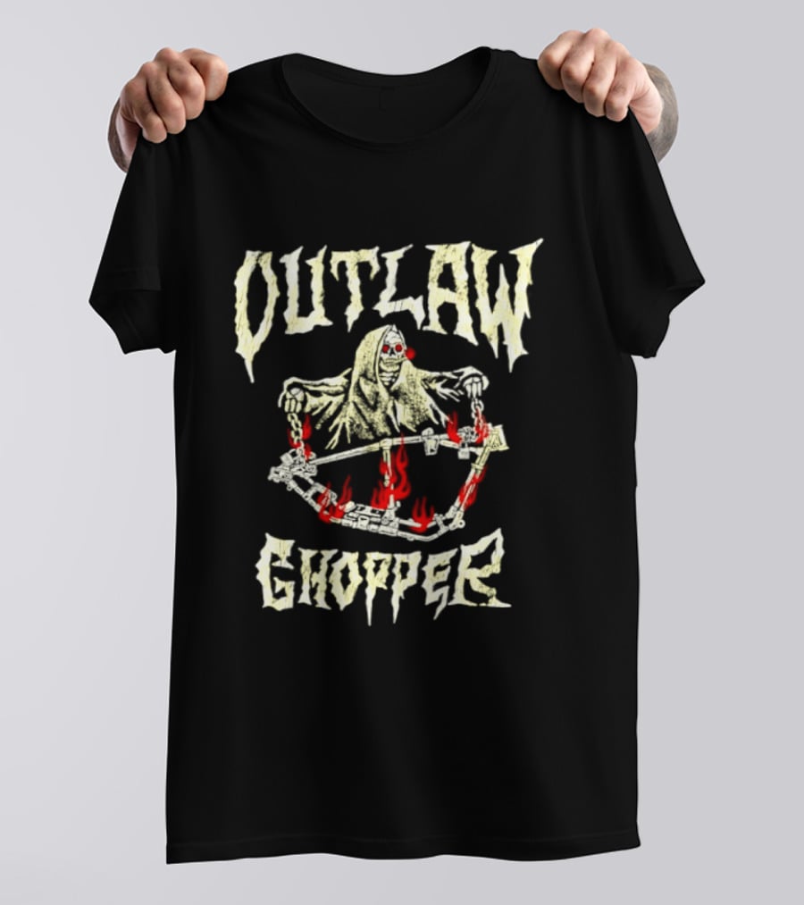 Outlaw Chopper Grim Reaper Smoking Skeleton T-Shirt