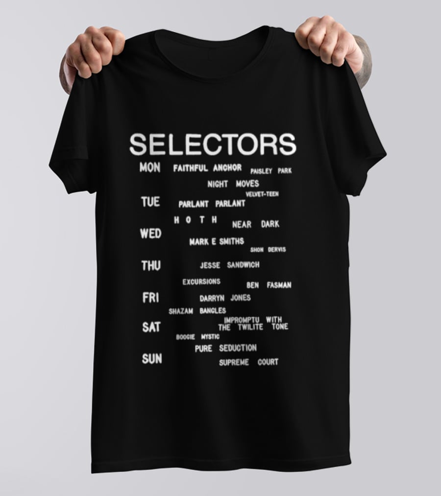 Selectors Weekly Schedule Faithful Answer Night Moves Lineup T-Shirt