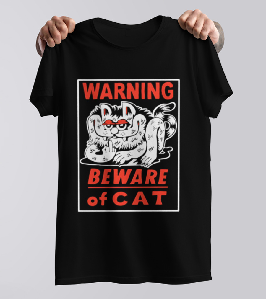 Warning Beware Of Cat Halloween Creepy Eyes T-Shirt