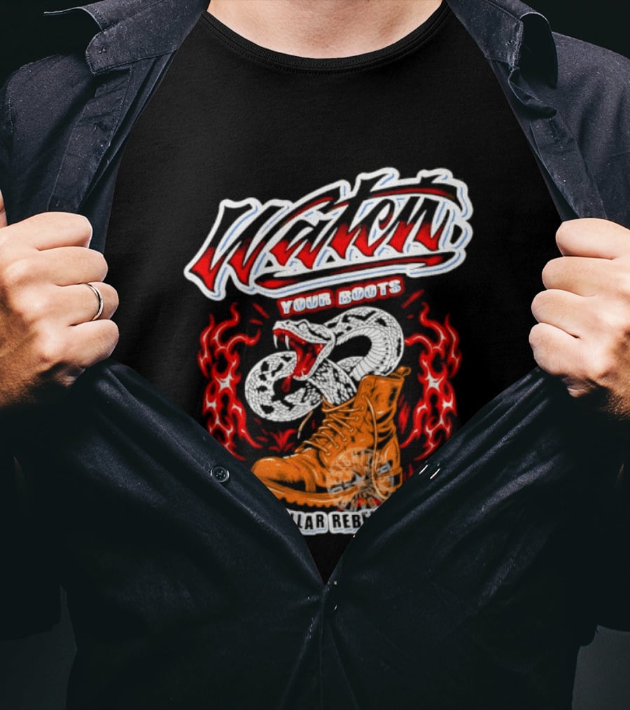 Your Boots Snake Fire Blue Collar Rebellion T-Shirt
