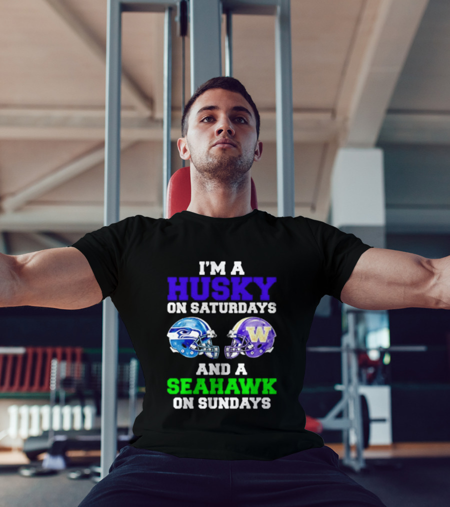 I'm A Husky On Saturdays And A Seahawk On Sundays Football Fan Gear T-Shirt