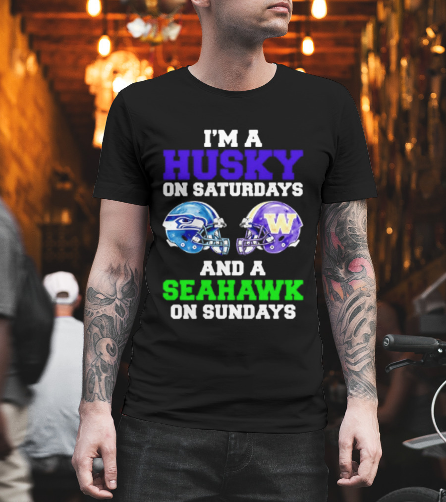 I'm A Husky On Saturdays And A Seahawk On Sundays Football Fan Gear T-Shirt