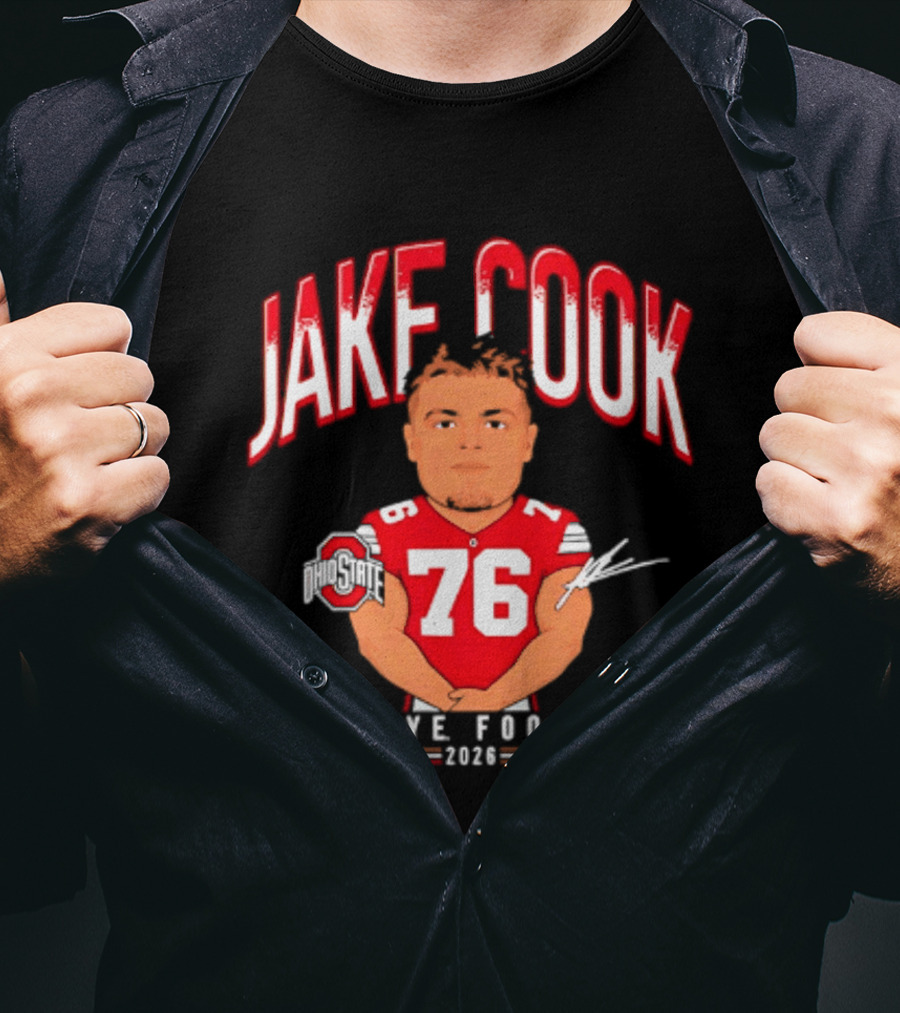 Jake Cook 76 Buckeye Football 2026 Ohio State Caricature T-Shirt