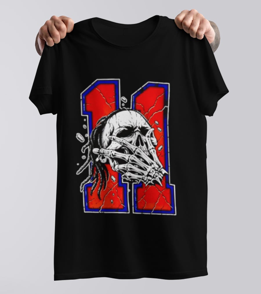 New York Knicks Jalen Brunson Captain Clutch Skull Number 11 T-Shirt