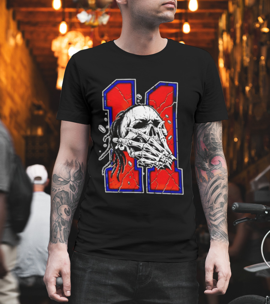 New York Knicks Jalen Brunson Captain Clutch Skull Number 11 T-Shirt