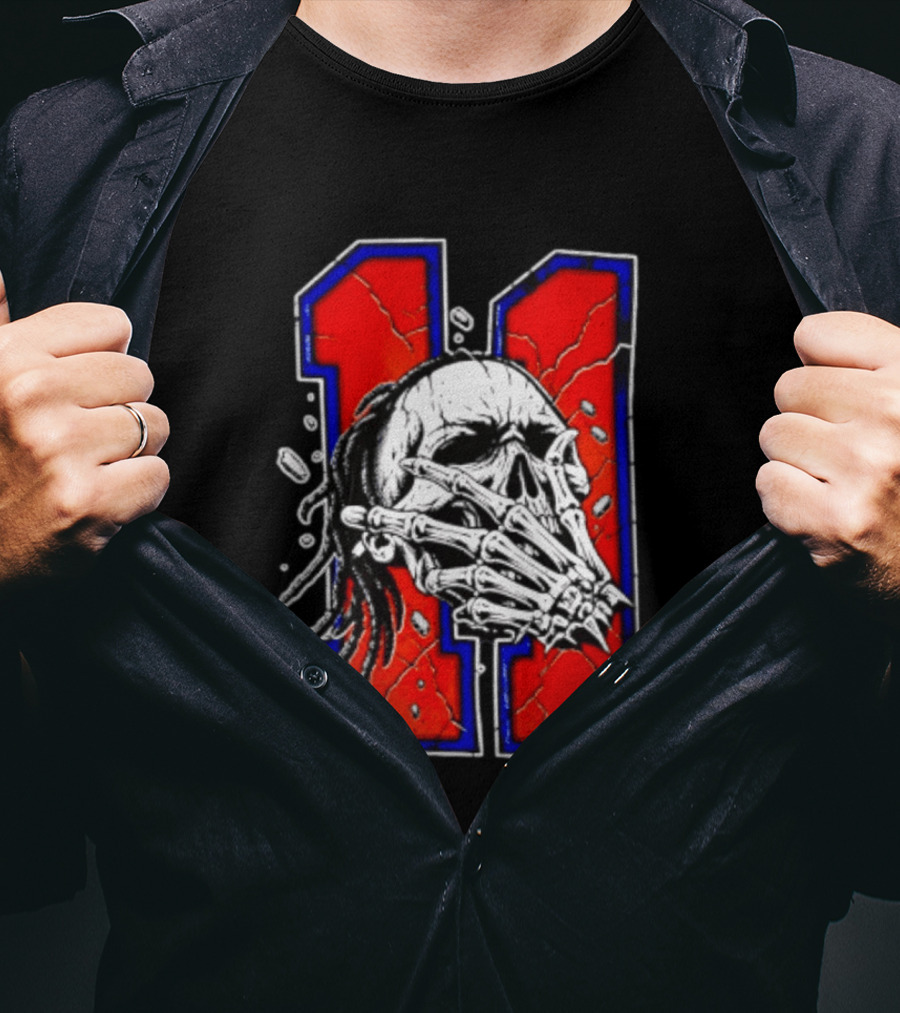 New York Knicks Jalen Brunson Captain Clutch Skull Number 11 T-Shirt