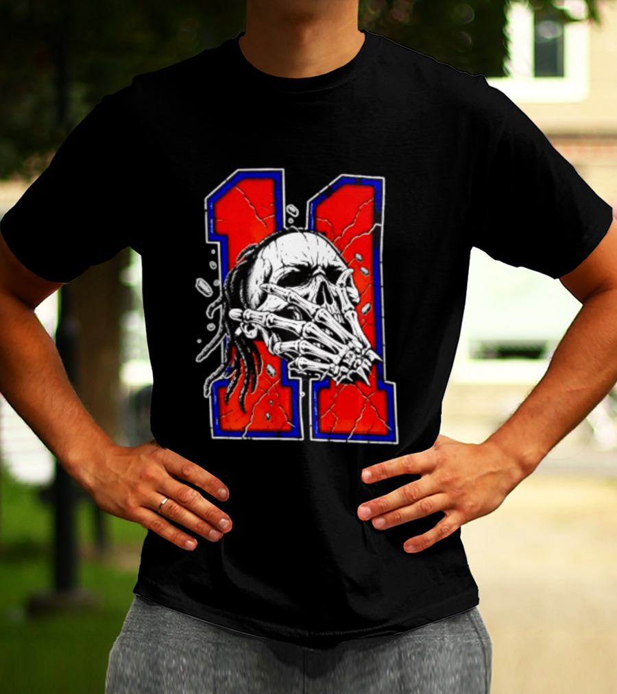 New York Knicks Jalen Brunson Captain Clutch Skull Number 11 T-Shirt