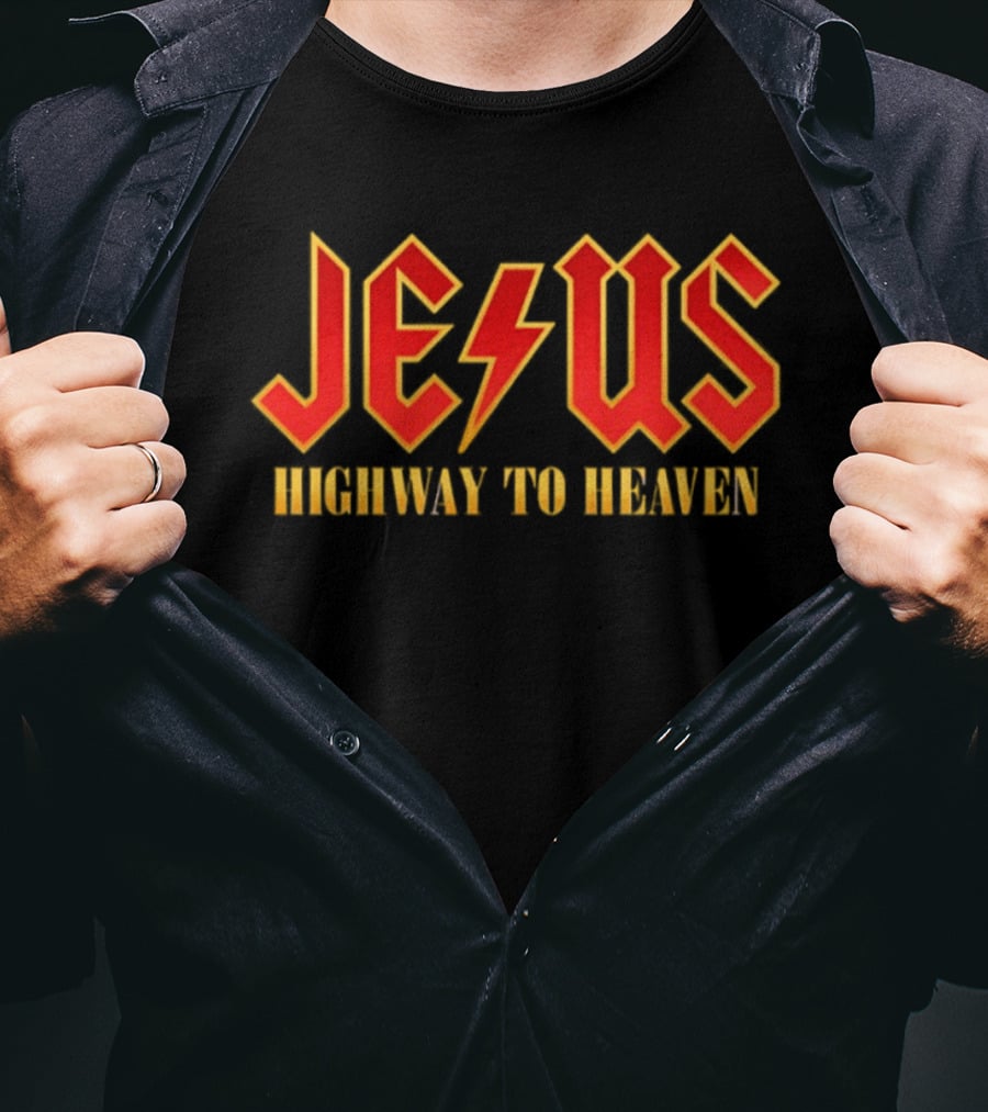 Jesus Highway To Heaven Lightning Bolt T-Shirt