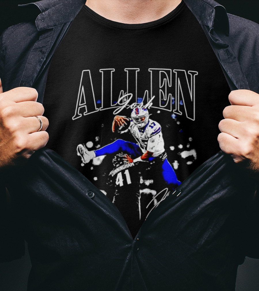 Allen Buffalo Air Jump Sketch Football T-Shirt