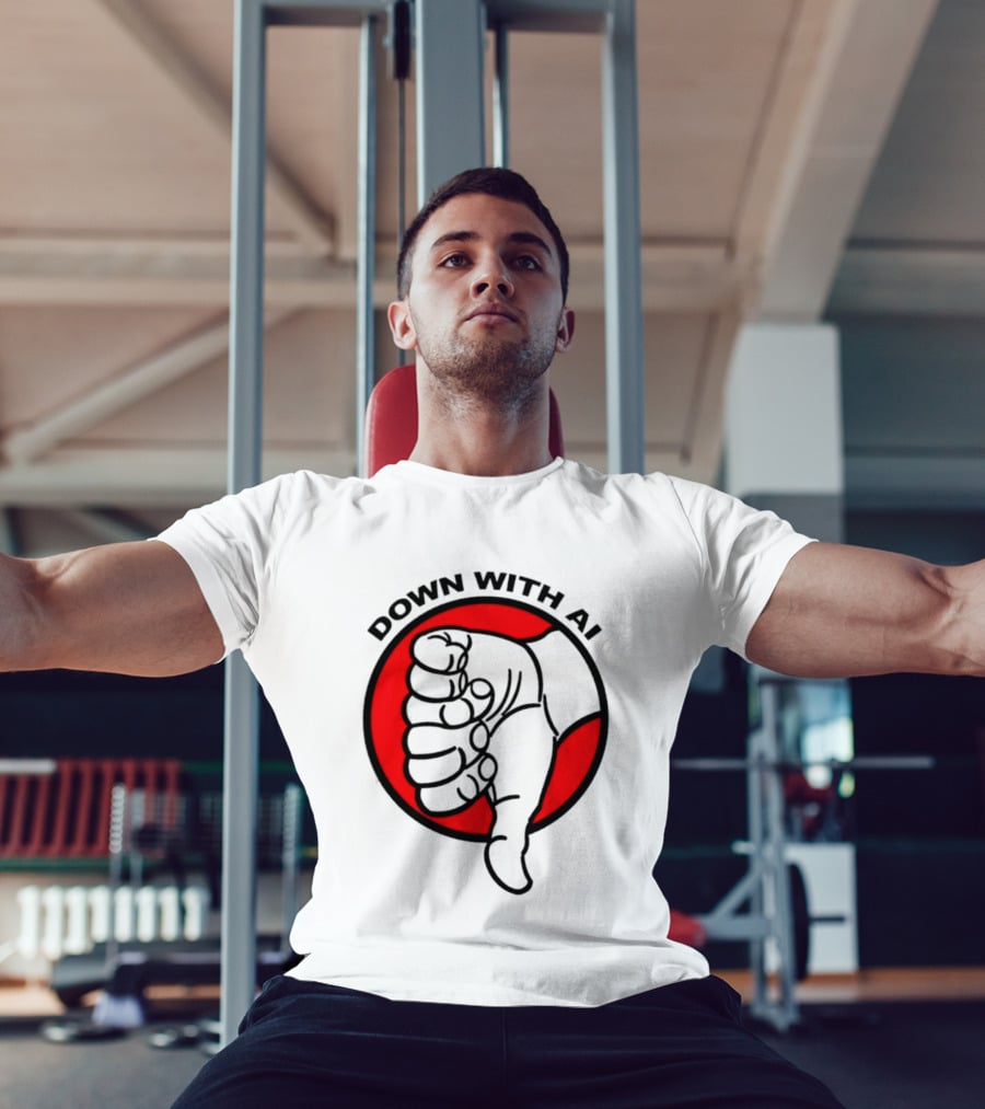 Down With AI Thumbs Down Symbol Anti Artificial Intelligence Protest T-Shirt