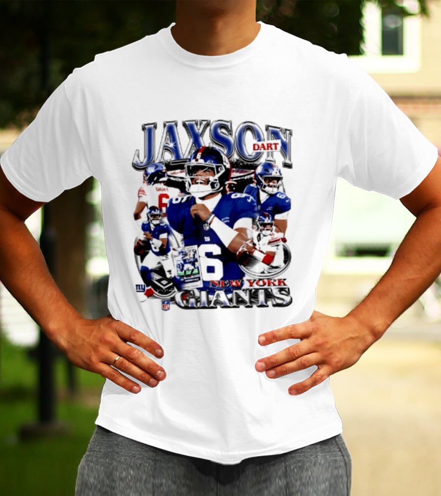 Jaxson Dart New York Giants Player Collage 2026 T-Shirt
