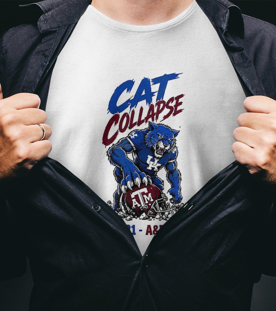 NCAA 2026 Matchup Kentucky Wildcats Vs Texas A&M Aggies Cat Collapse UK 31 A&M 21 T-Shirt