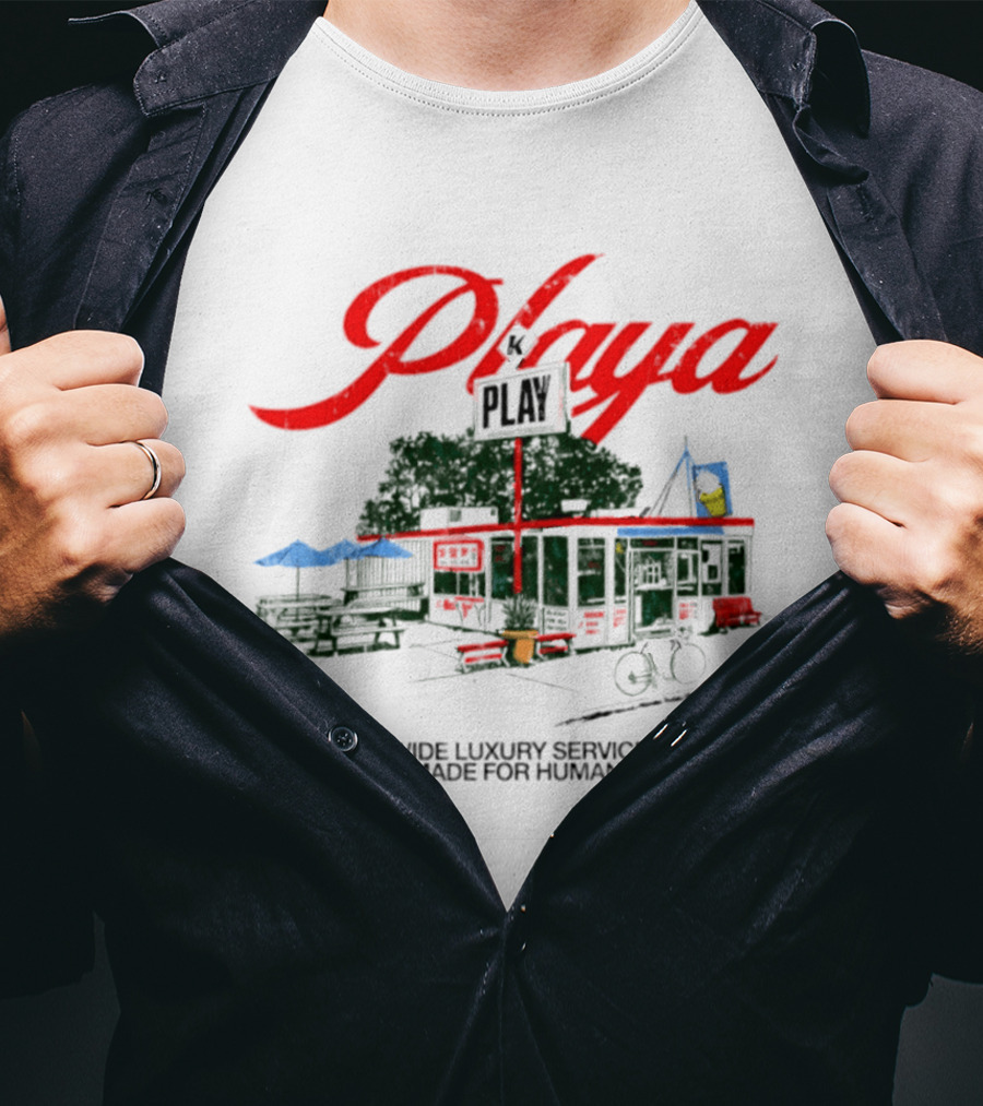 Playa K Play Worldwide Luxury Service 2026 Made For Human Bicycle Outdoor Scene T-Shirt