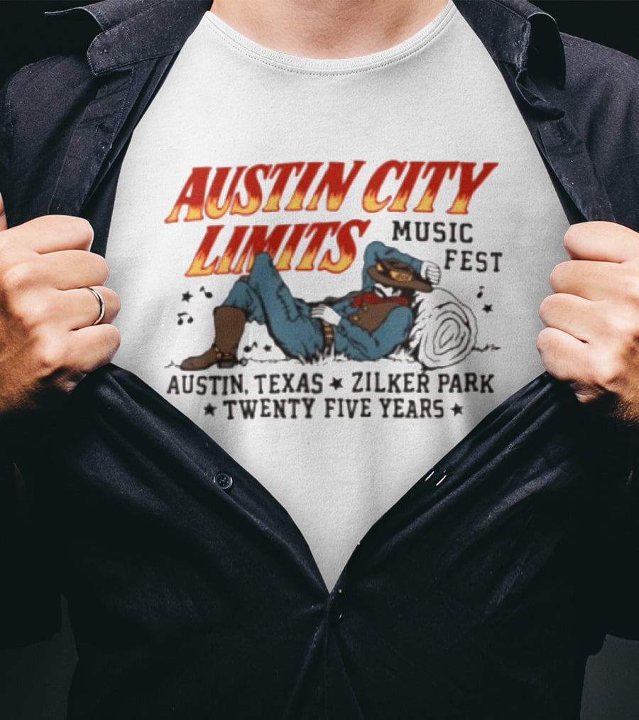 Austin City Limits Music Fest Cowboy Austin Texas Zilker Park Twenty Five Years T-Shirt