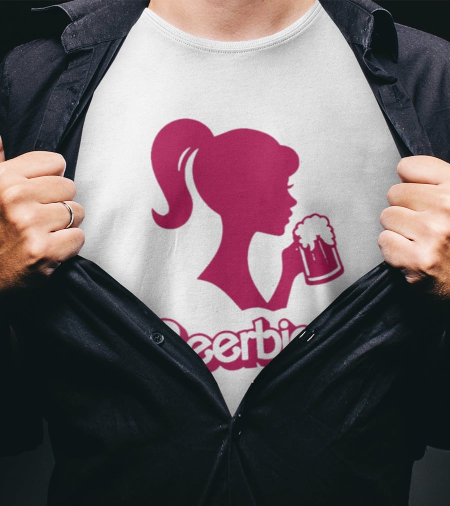 Beerbie Pink Beer Barbie Icon With Beer T-Shirt