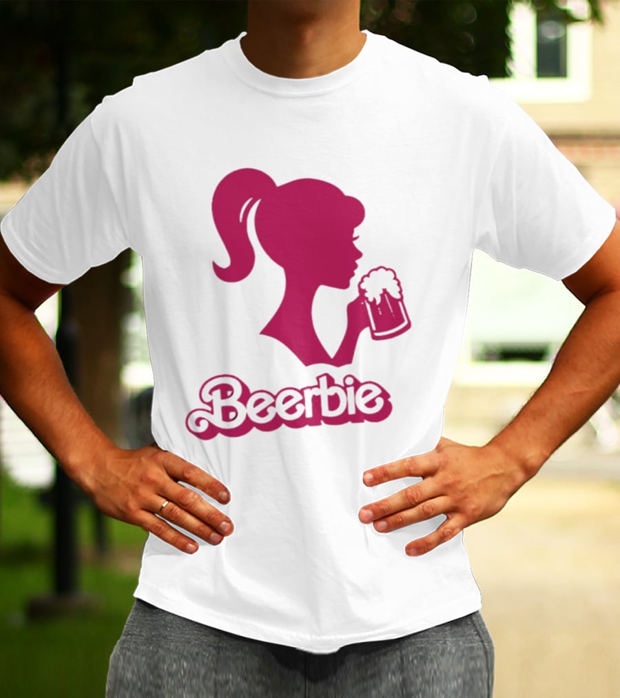 Beerbie Pink Beer Barbie Icon With Beer T-Shirt