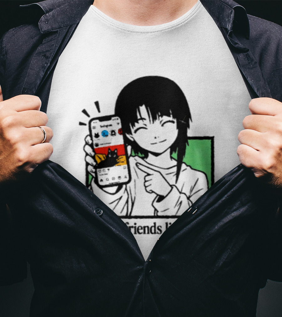 Brandon Crownover All My Friends Live Here Anime Character With Smartphone T-Shirt