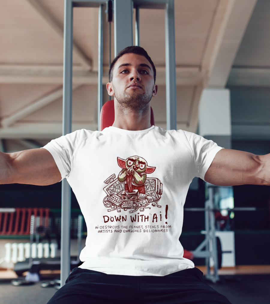 Down With AI Destroys The Planet Steals From Artists Enriches Billionaires T-Shirt