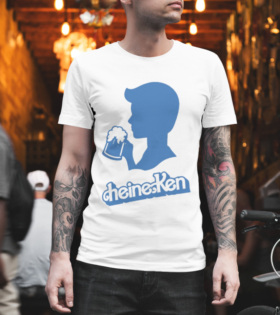 Ken Blue Beer Silhouette Heineken Play On Words T-Shirt