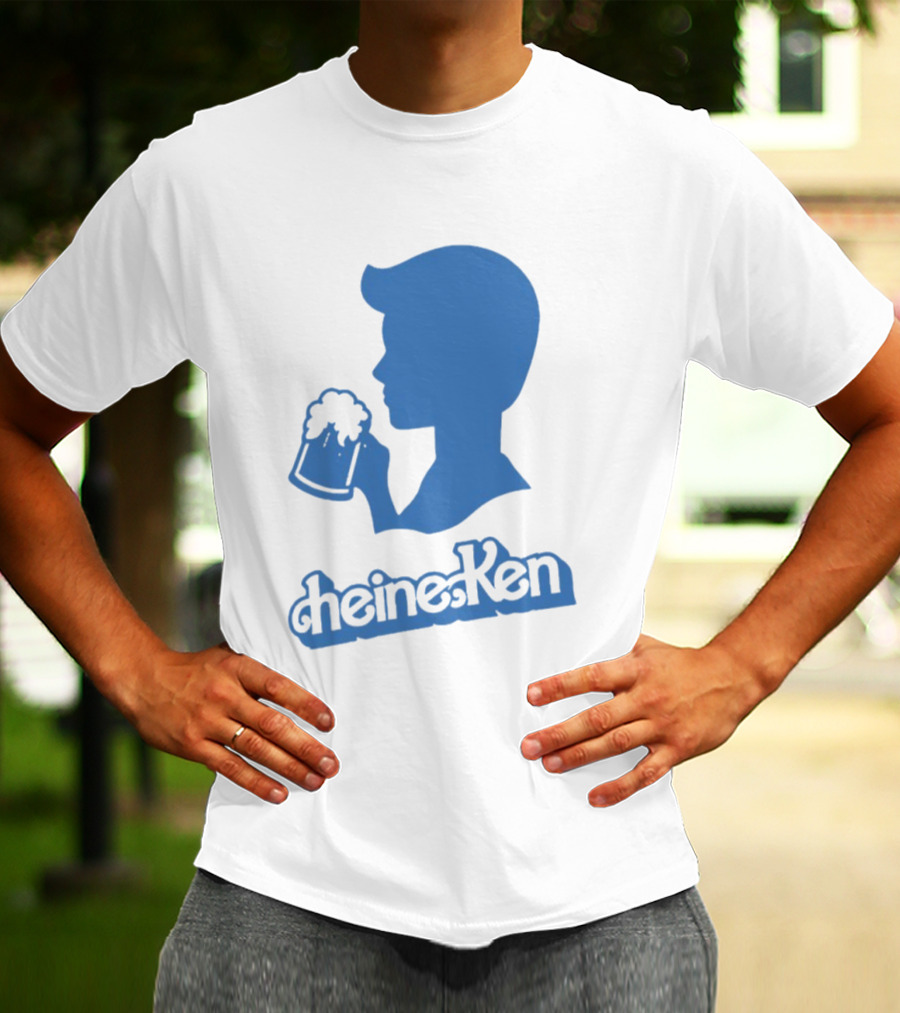 Ken Blue Beer Silhouette Heineken Play On Words T-Shirt