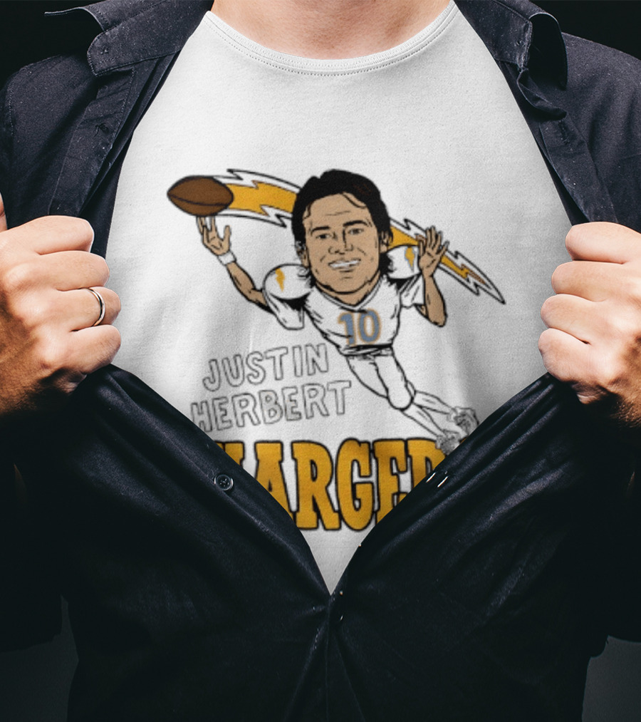 Justin Herbert Chargers Football Caricature Los Angeles T-Shirt