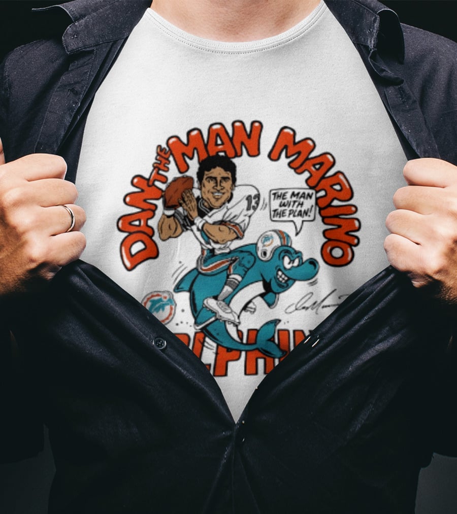 Dan The Man Marino Dolphins Football Caricature T-Shirt