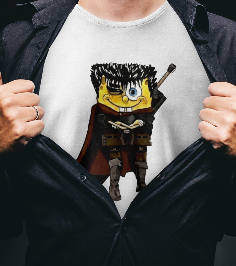 SpongeBob X Berserk Guts Crossover SpongeGuts SquarePants Character Mashup T-Shirt