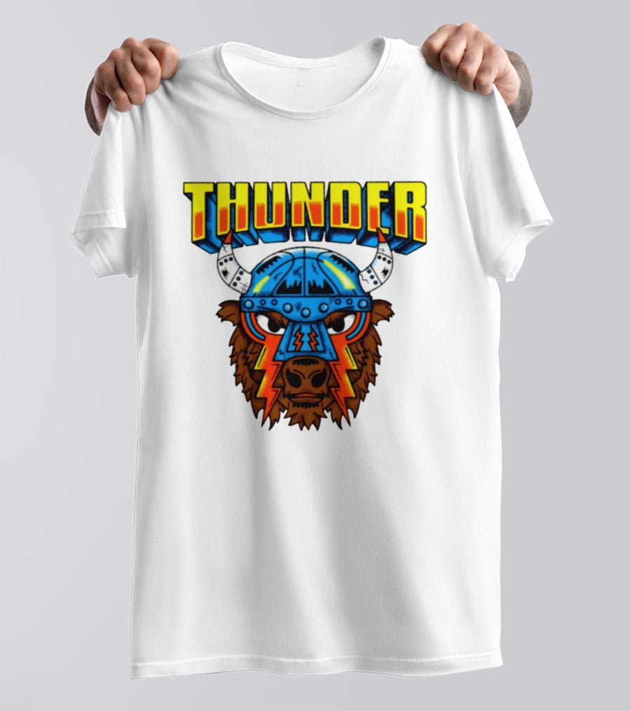Thunder Buffalo Viking Helmet Bison Basketball T-Shirt