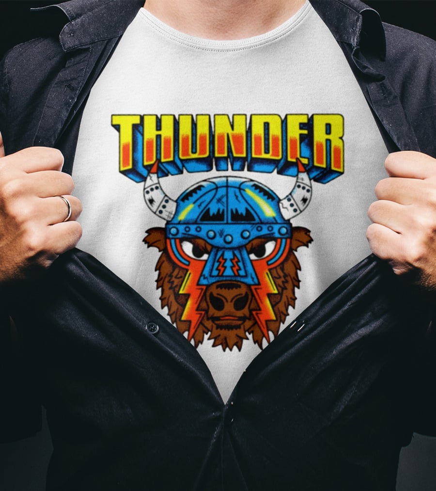 Thunder Buffalo Viking Helmet Bison Basketball T-Shirt