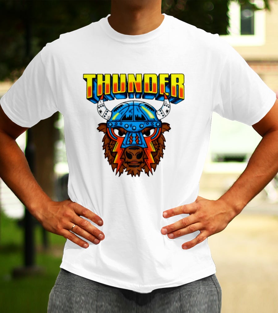 Thunder Buffalo Viking Helmet Bison Basketball T-Shirt