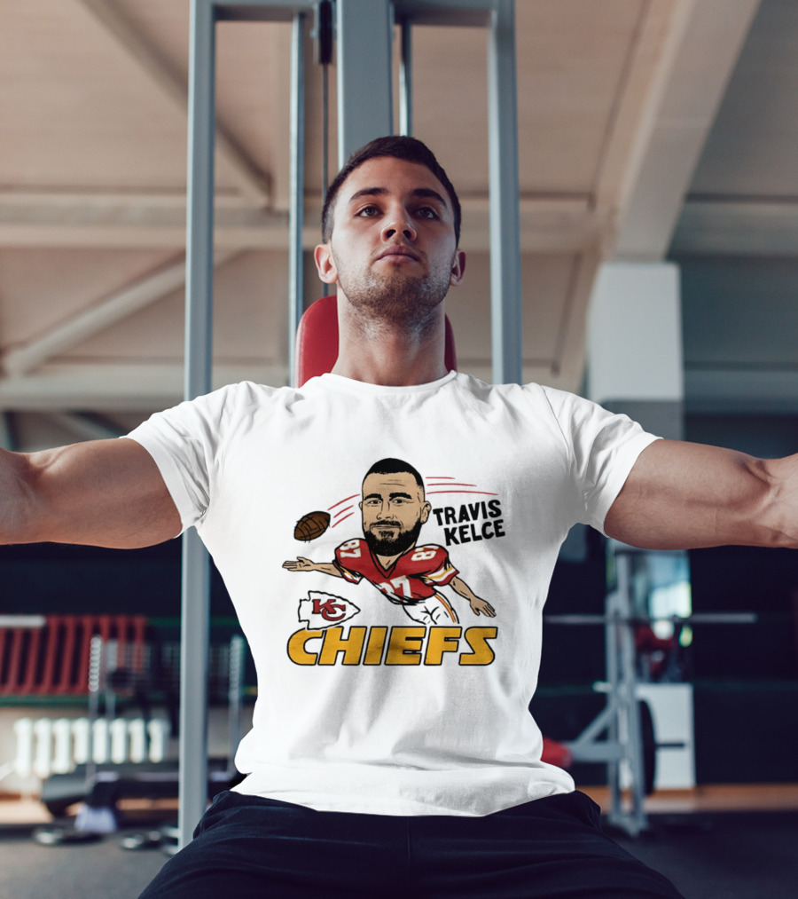 Travis Kelce Kansas City Chiefs Caricature KC Chiefs Football Player T-Shirt