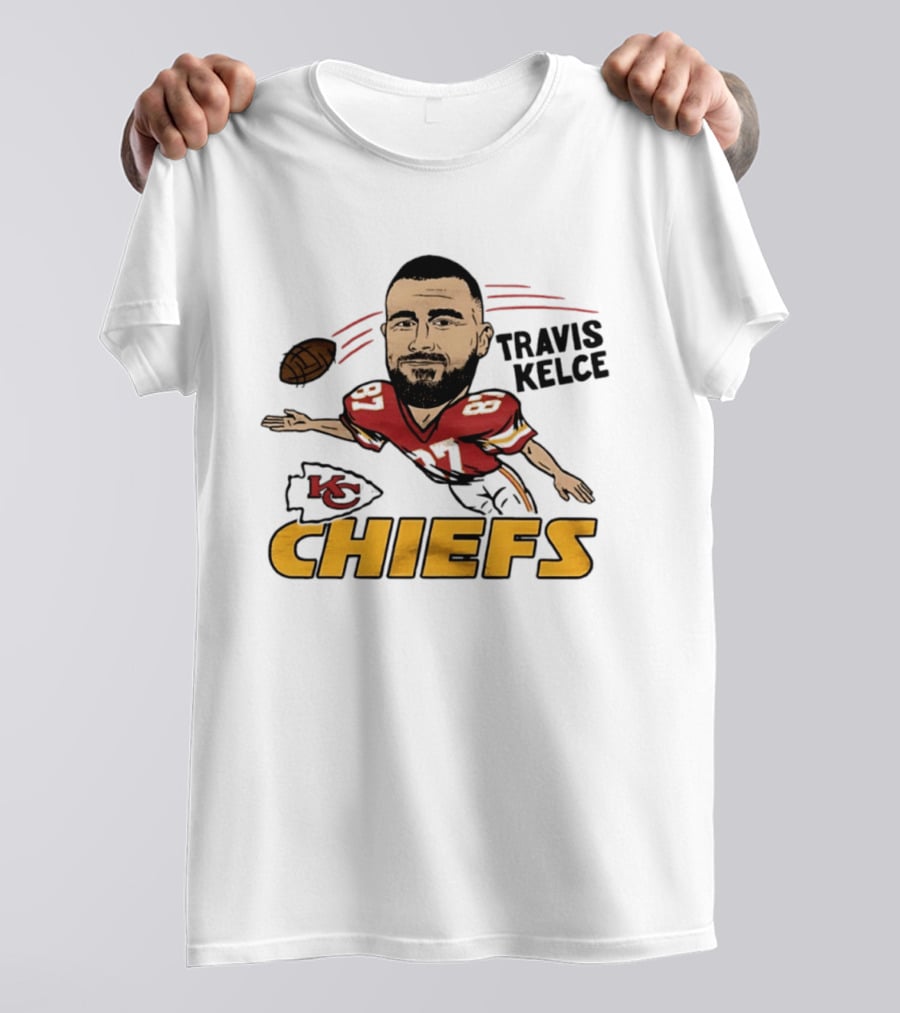 Travis Kelce Kansas City Chiefs Caricature KC Chiefs Football Player T-Shirt