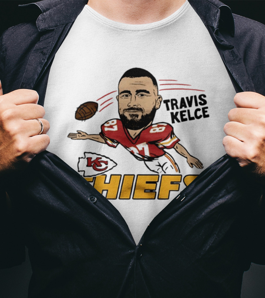 Travis Kelce Kansas City Chiefs Caricature KC Chiefs Football Player T-Shirt