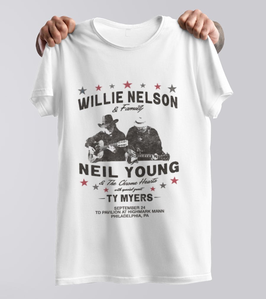 Willie Nelson And Family Neil Young The Outlaw Music Festival TD Pavilion Highmark Mann Philadelphia PA 2026 T-Shirt