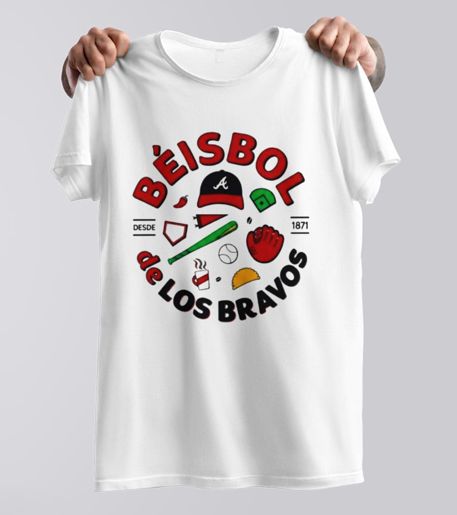 Béisbol De Los Bravos Desde 1871 Hat Bat Glove Baseball Taco Pepper Coffee T-Shirt