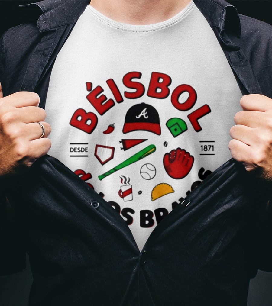 Béisbol De Los Bravos Desde 1871 Hat Bat Glove Baseball Taco Pepper Coffee T-Shirt