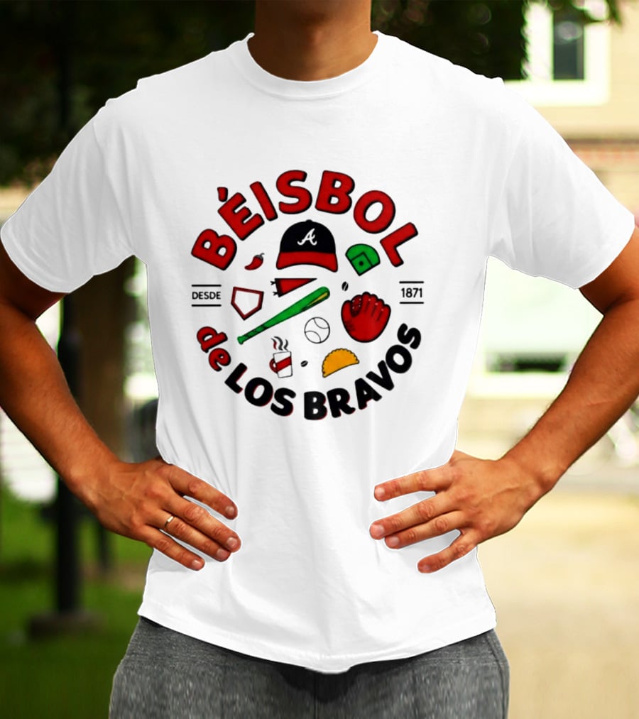 Béisbol De Los Bravos Desde 1871 Hat Bat Glove Baseball Taco Pepper Coffee T-Shirt