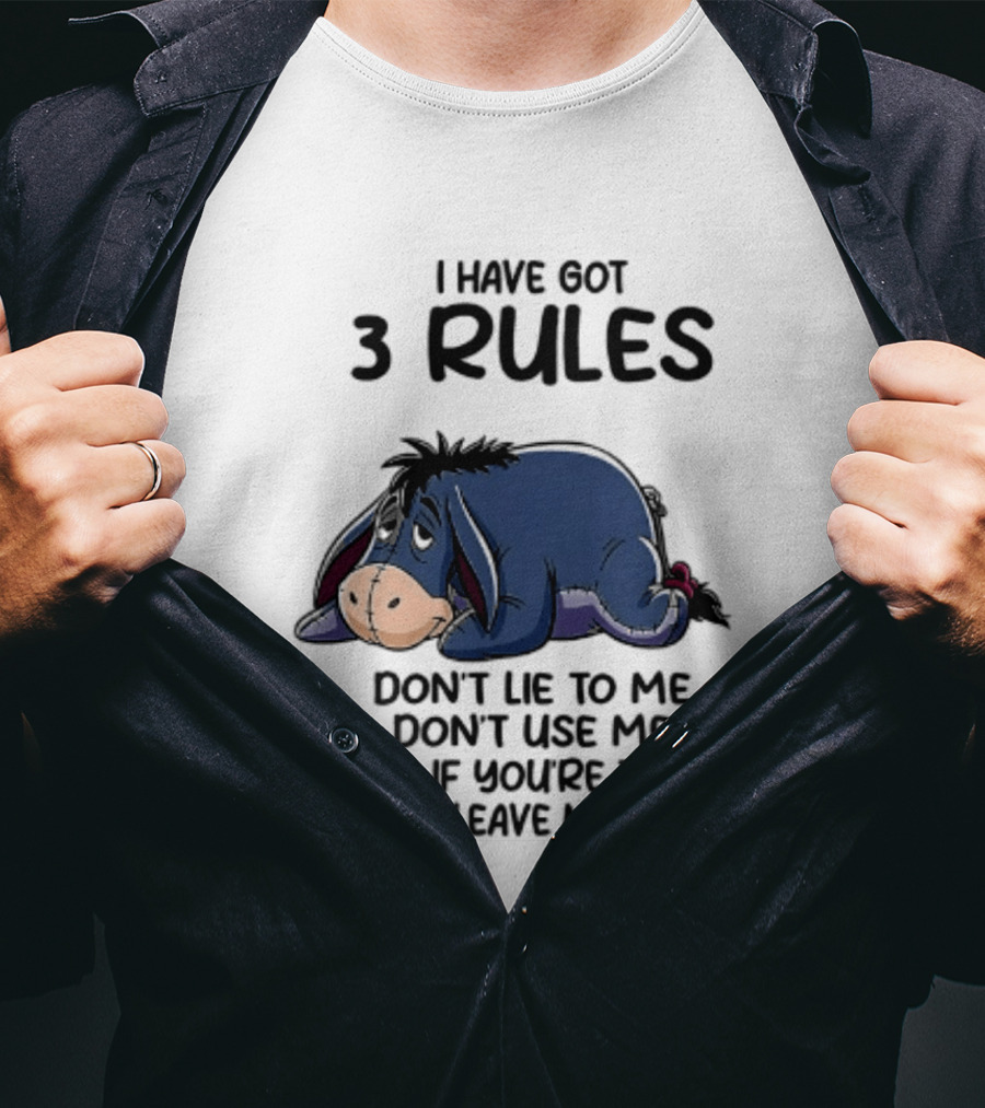 I Have Got 3 Rules Eeyore Don't Lie Use Me Winnie The Pooh T-Shirt