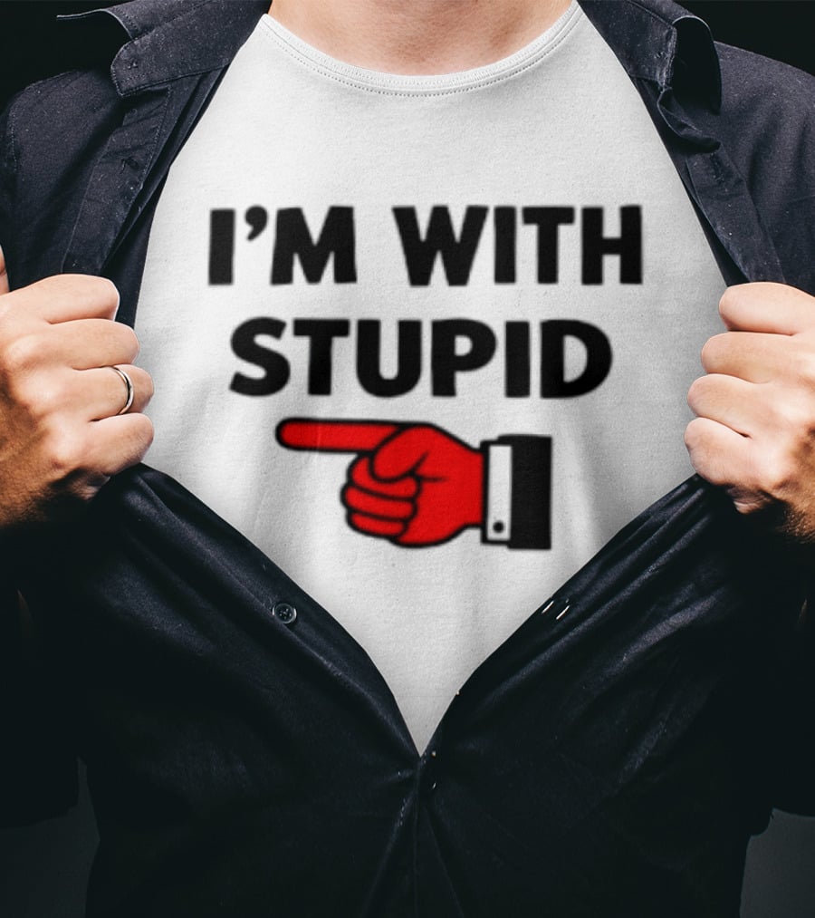 I'm With Stupid Pointing Finger Meme T-Shirt