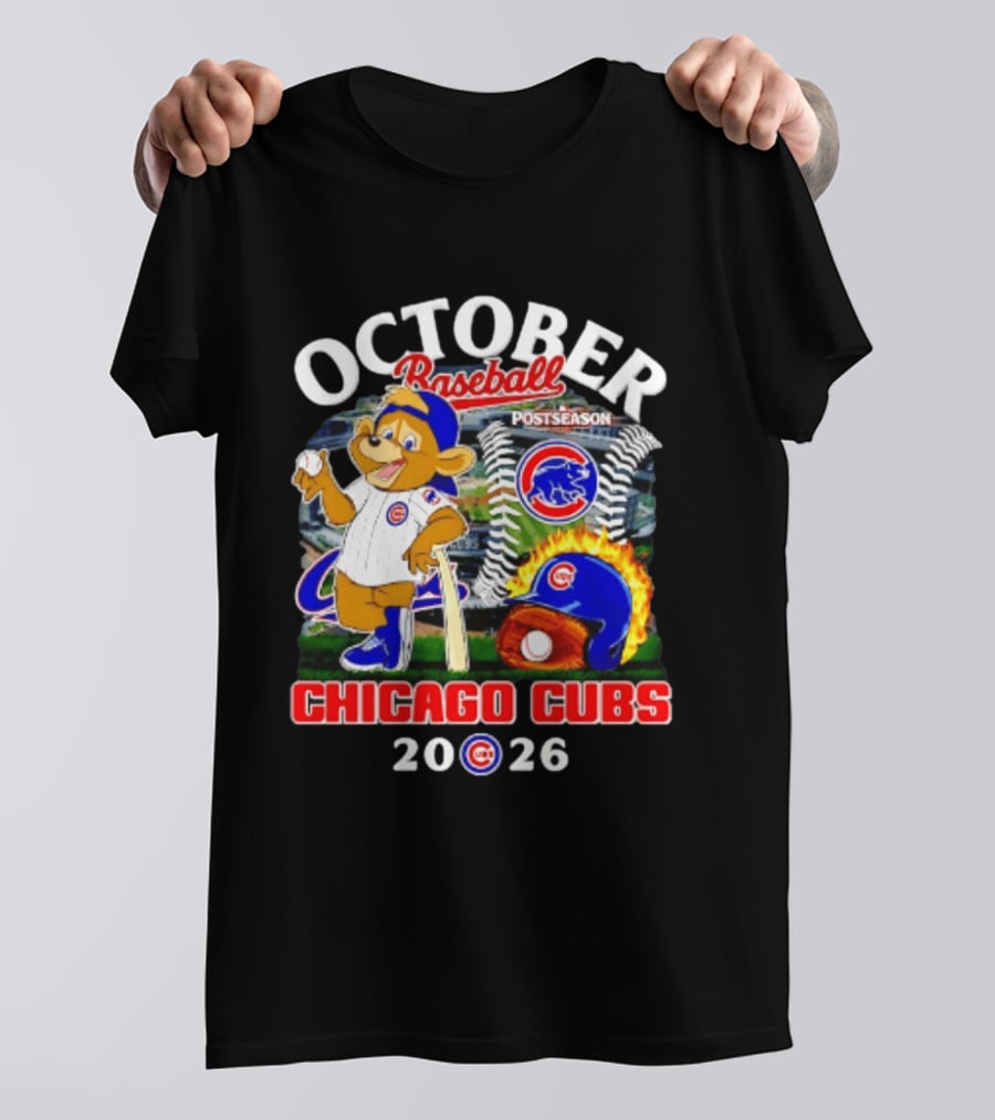 Chicago Cubs October Baseball 2026 MLB Postseason Helmet T-Shirt