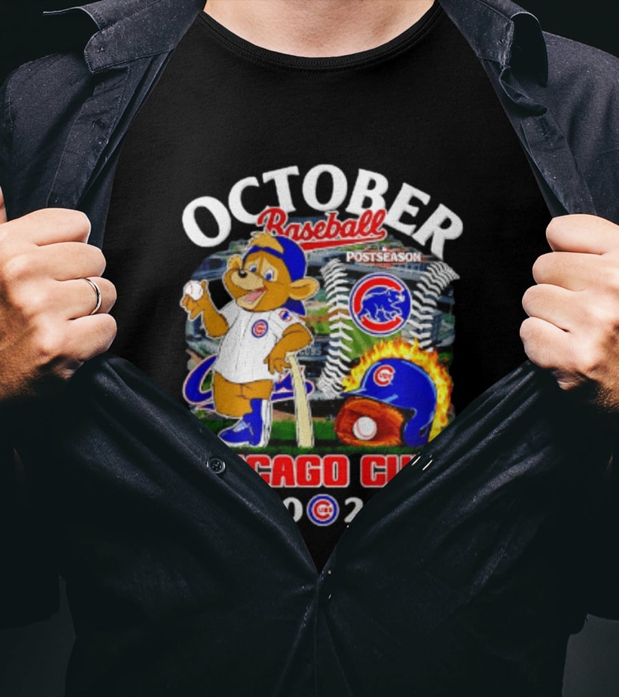 Chicago Cubs October Baseball 2026 MLB Postseason Helmet T-Shirt