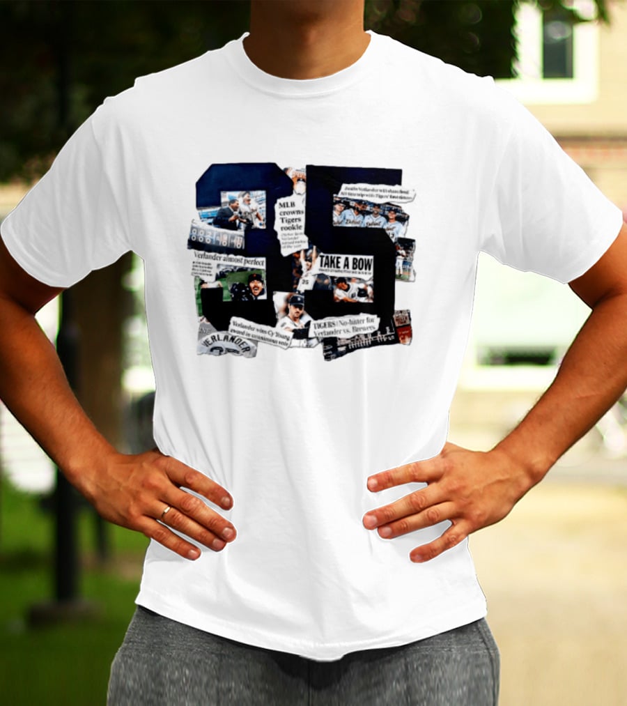 Justin Verlander MLB Crowns Tigers Rookie No Hitter Collage 35 T-Shirt