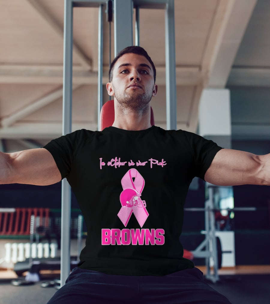 Cleveland Browns In October We Wear Pink Breast Cancer Awareness Football T-Shirt