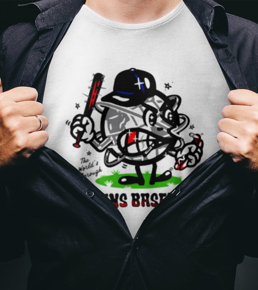 Queens Baseball The World's Borough Hot Dog Baseball Cap Cartoon T-Shirt